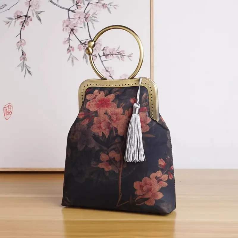 Classic Vintage Circle Metal Hand Bag Bags New Women Flowers Bags Chain Women Shoulder Crossbody Bag Chic Lady Women\'s Handbags