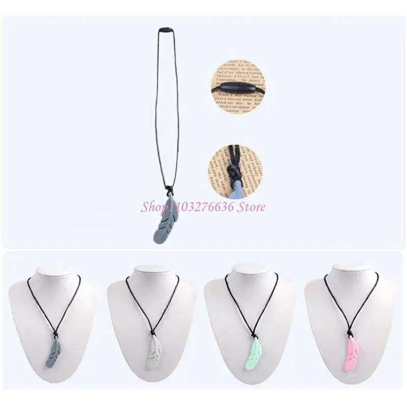R6FD, joyería plumas silicona para bebés, collar dentición, juguetes para masticar para lactancia bebés