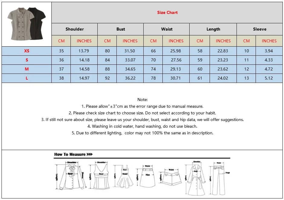 BSAY 2026 Neue Retro Preppy-Style Damen Bluse mit Stehkragen, Doppelreihig, Kurzarm, Schmal Geschnitten, Kariert und Gestreift, Arbeitsbluse – Detail 1