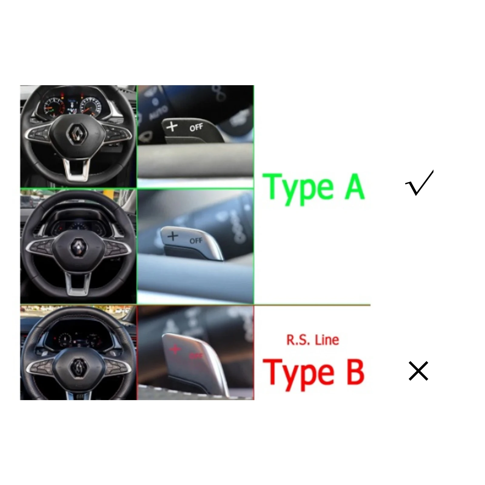 Picture 3: Areyourshop Steering Wheel Paddle Shifter Extension for Renault Clio Captur Aluminium