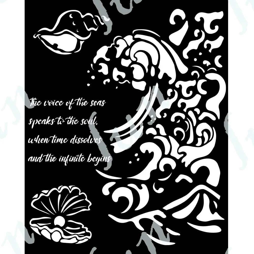 Scrapbook Layered Stencils for Card Making 2025 Wave and Shell Stencil Templates Scrapbooking Supplies DIY Photo Album