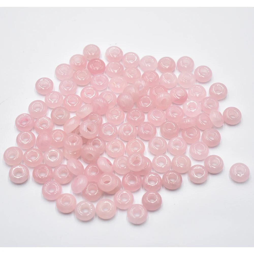 Fashion high quality natural stone Rose quartzround charms big hole beads 10mmx5mm for jewelry making 50 100pcs/lot wholesale