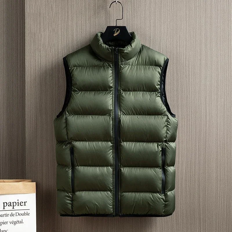 

Vest Men's Jacket Autumn Winter Outer Wear Cotton Vests Casual Thick Warm Zipper Stand Collar Sleeveless Pockets Coat Tops