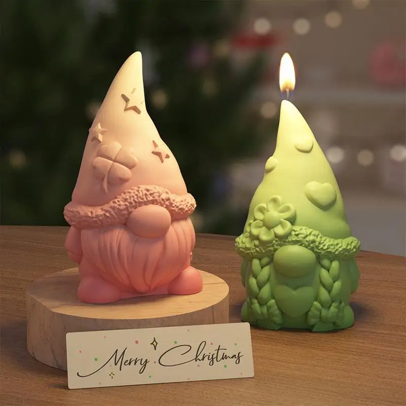 Beard Dwarf Christmas Tree Candle Moulds Hold Santa Claus Gypsum Soap Silicone Molds Human Chocolate Gift Party Decor