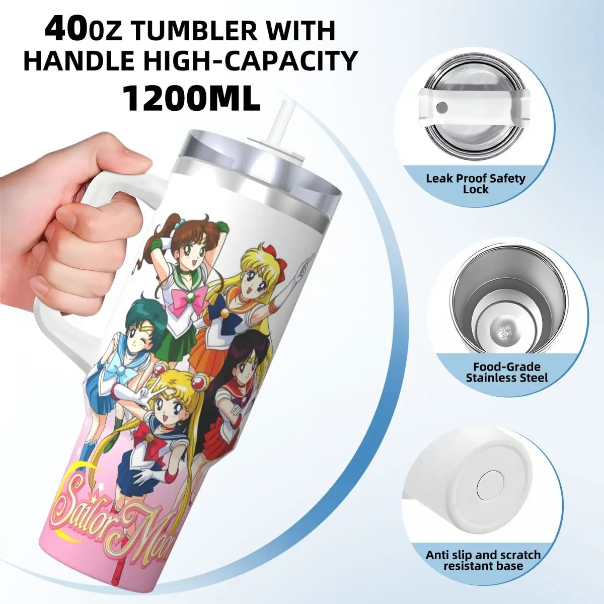 S-Sailor Moons United Friends Tumbler Cold Drink Water Bottle Keep Heat Stainless Steel Coffee Mug Custom Travelist Mugs Cup