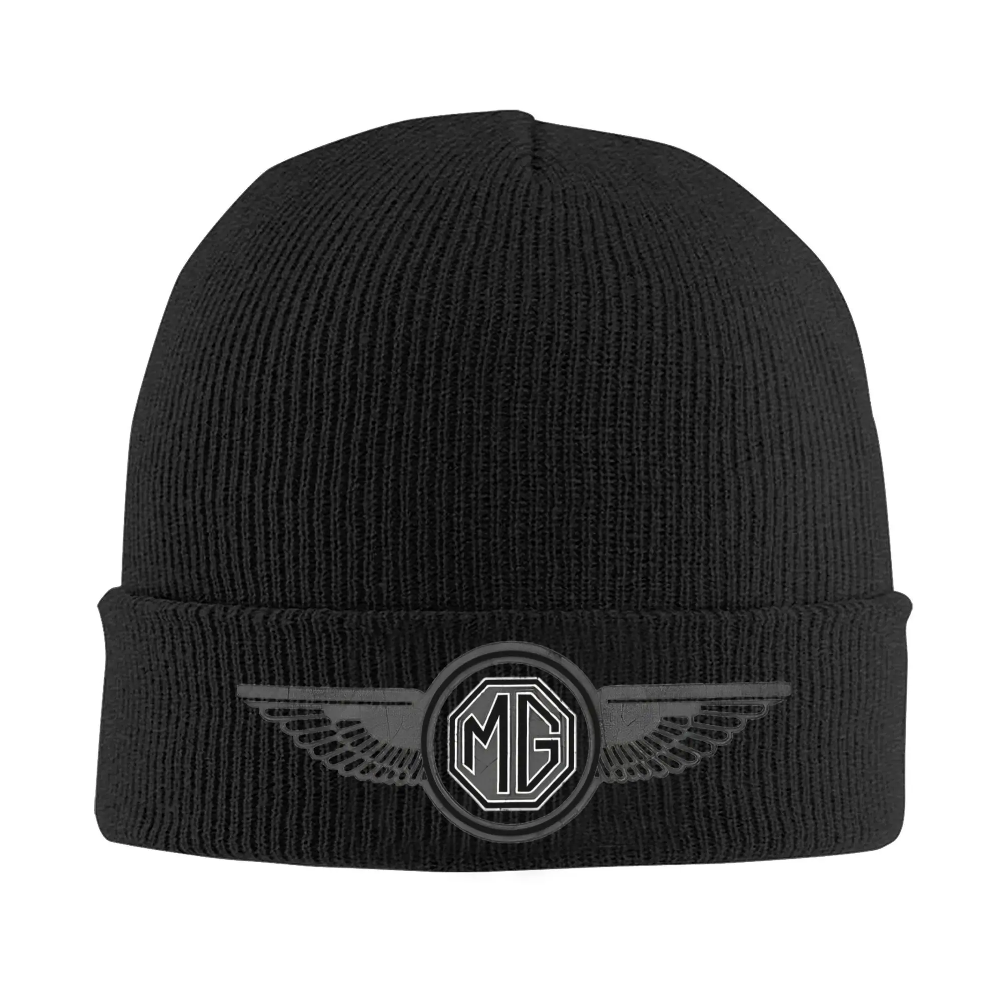 Vintage MG Wings Knitted Caps for Women Men Beanies Autumn Winter Hats Acrylic British Wings Cars Crochet Cap