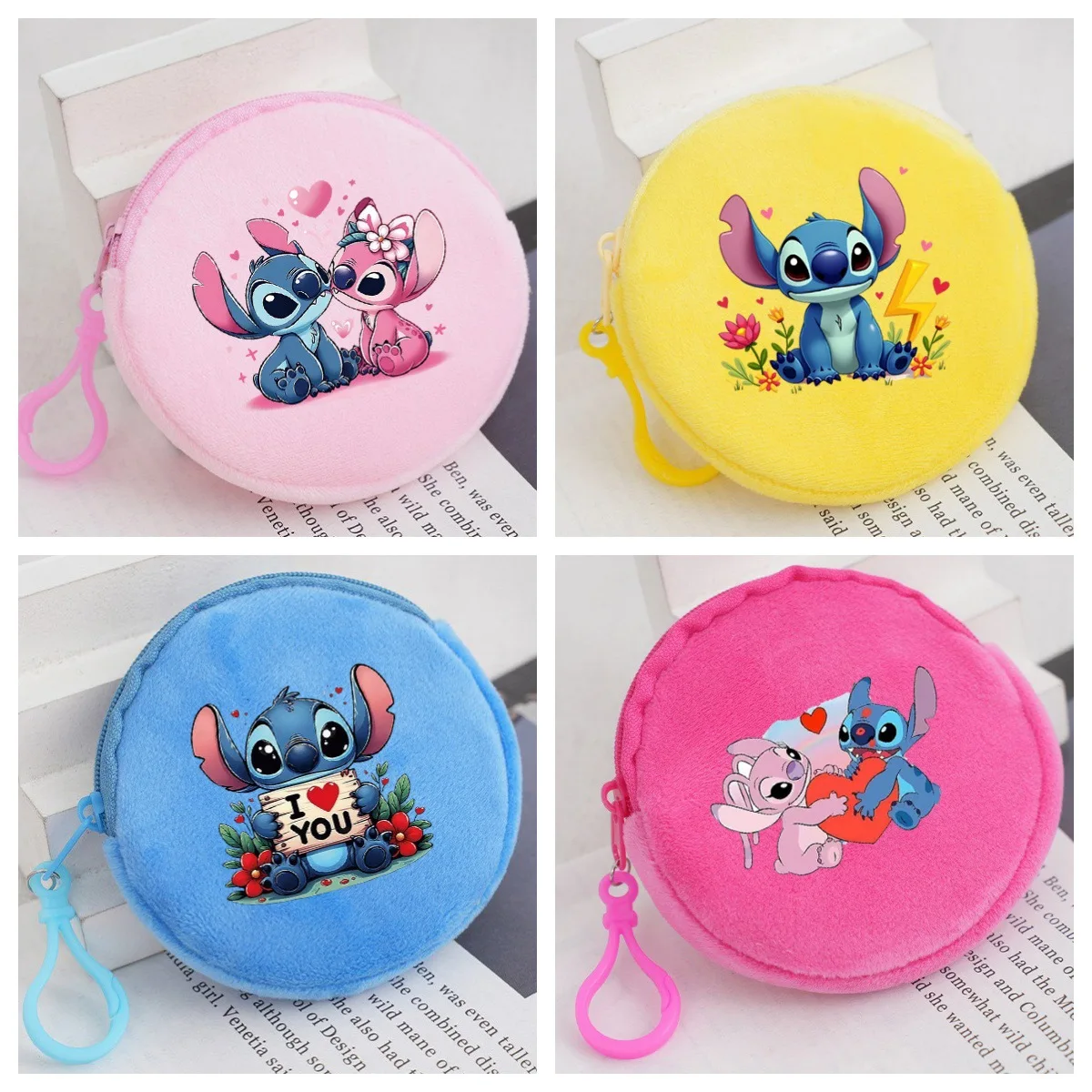 

1PCS for Stitch Disney Round Coin Purse Anime Cartoon Wallet Mini Zipper Purse l Small Money Bags Pouch