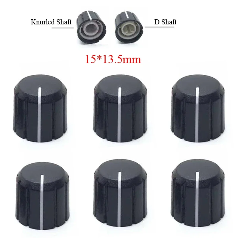 

15*13.5mm 6mm D/Knurled Shaft Diameter Black/White Top Stereo Radio 148 Potentiometer Rotary Amplifier Volume Code Knob Cap
