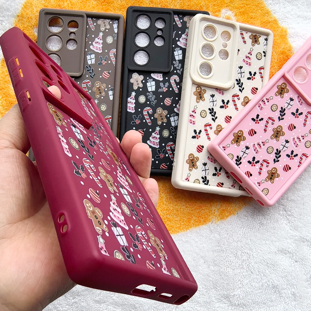 Merry Christmas Cute Print Phone Case for Samsung Galaxy S25 Plus S24 S23 S22 S21 Ultra S24FE Soft TPU New Year Cover Xmas Gifts image 3