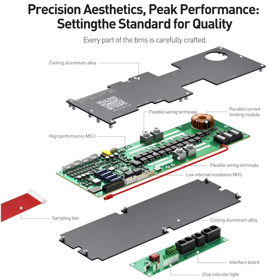 V19 jk العاكس bms بلوتوث BT APP الحرارة الموازية النشطة معادلة الحالي 2A 16S 48 فولت 200A/300A بطارية ليثيوم أيون lifepo4 #4