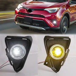 Car Fog Lamp For Toyota RAV4 2016 2017 2018 Front Bumper DRL Daytime Running Light Headlight With Wires Switch 12V Accessories