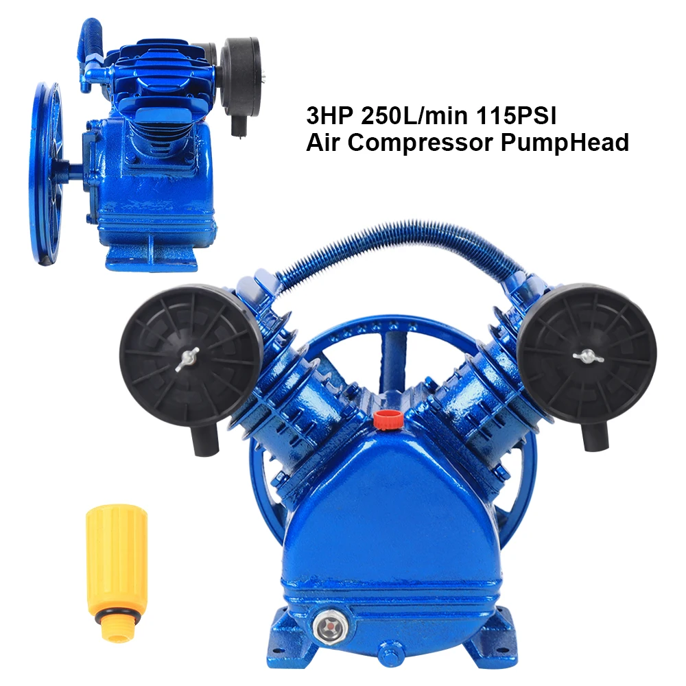 

for 3 HP V Style Air Compressor Pump Head Durable 2 Piston Twin Cylinder High-Quality Single Stage Air Tool Replacement