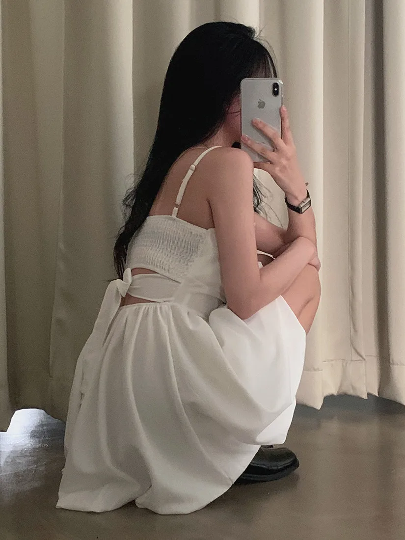 Gonna Dr Or con cinturino a forma di bocciolo di fiore pieghettato con cintura con nodo primavera estate Faion da donna Colore puro Nessun marchio