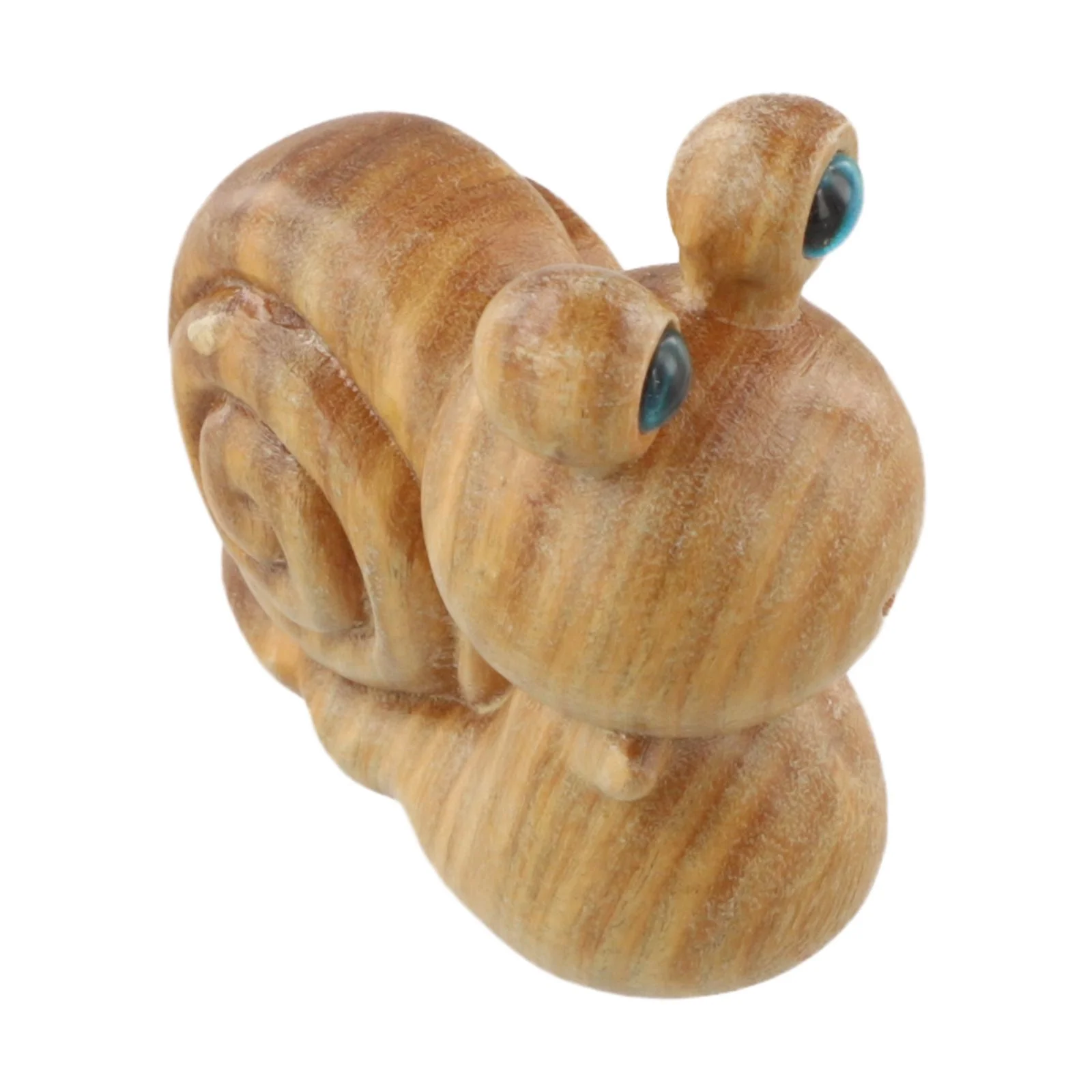 Hand Carved Snail Figurine from Green Sandalwood Wooden Decorative Ornament for Indoor Use on Shelves Desks or Cabinets