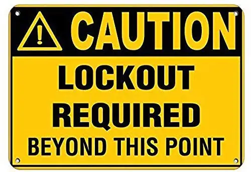 Bar Metal Room Office Bedroom Funny Tin Road Sign 8X12 Caution Lockout Required Beyond This Point Labels,Metal Wall Art Roo sign