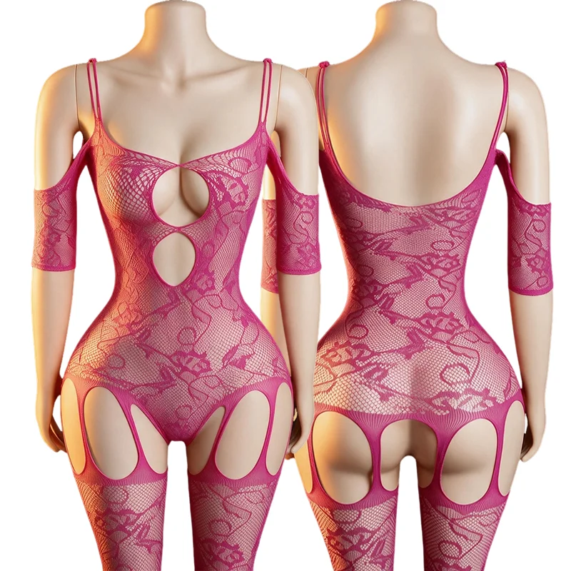 Sexy Lingerie Fishnet Crotchless Bodystocking Plus Size Women Open Crotch Sexy Underwear Erotic Sleepwear Bodysuit Babydolls