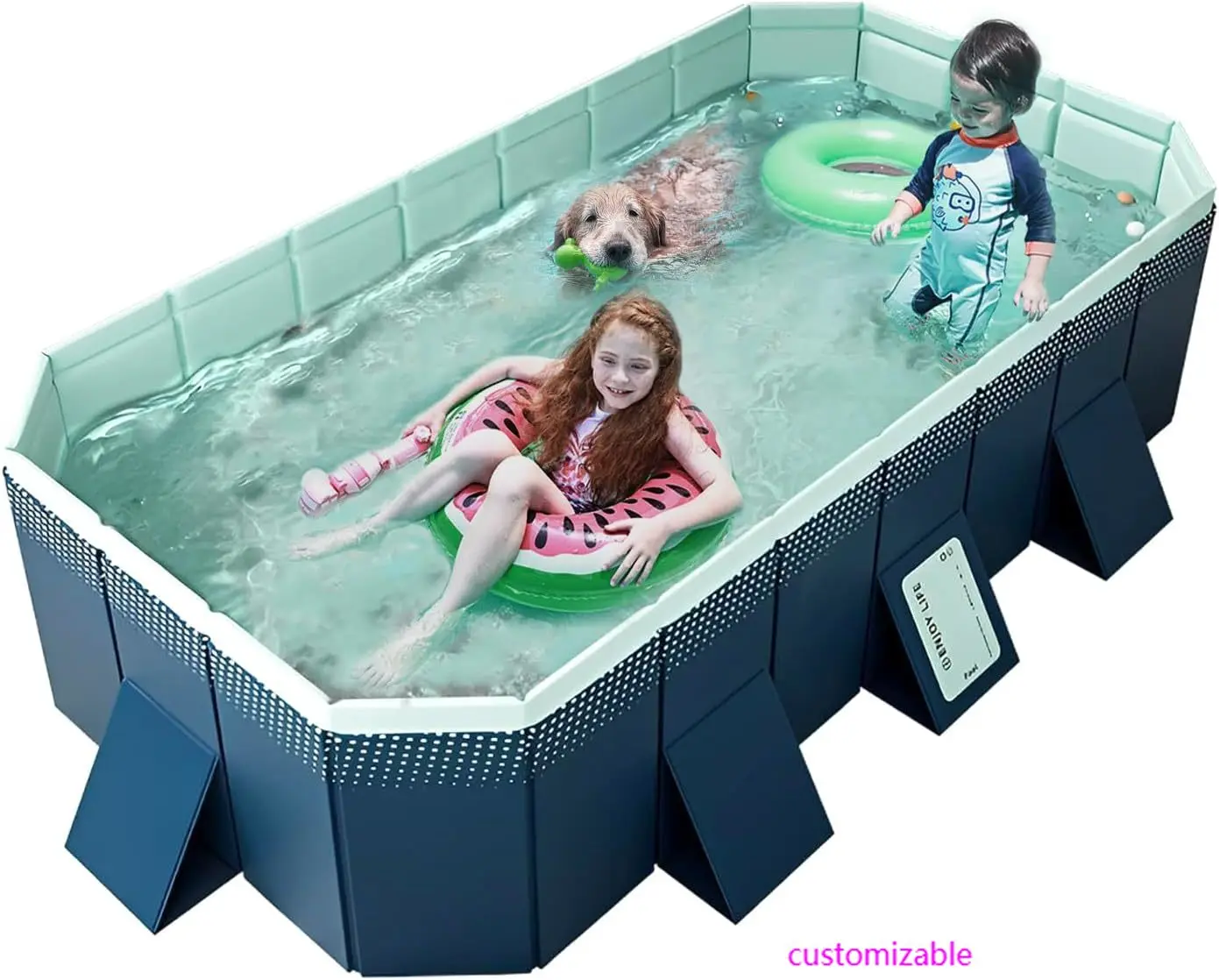 Piscina al aire libre plegable no inflable para niños y adultos: carcasa de plástico duro, piscina para niños para piscinas para perros en el patio trasero