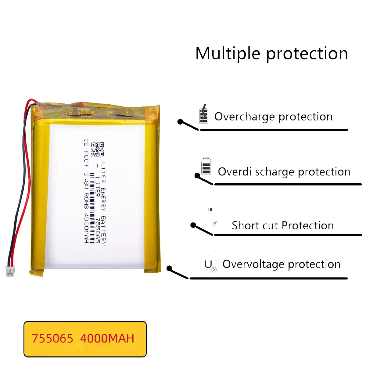 plug 1.25-2P 755065 4000mah 3.8V rechargeable li-polymer battery for anbernic RG353V Game console