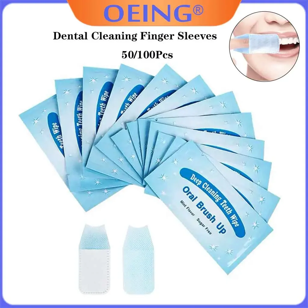 50/100Pcs/Pack Dental Whitening Textured Finger Teeth Disposable Tooth Oral Hygiene Materials Wipes Travel Cleaning Dirt Removal