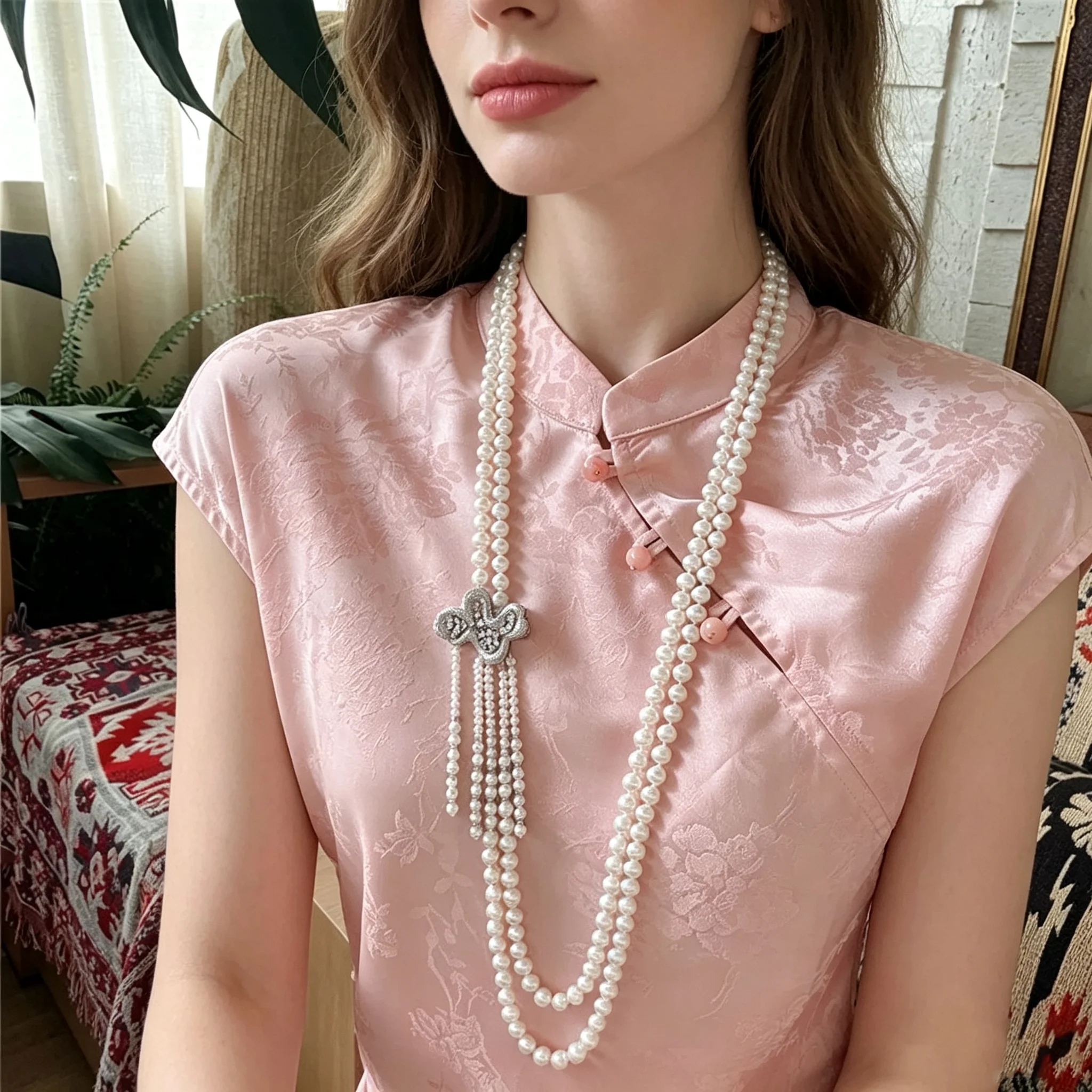 Natural Freshwater Pearl Long Tassel Pendant Sweater Necklace