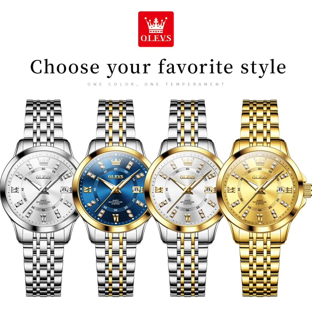 OLEVS 3620 Women\'s Watches Elegant Fashion Quartz Wirtwatch for Ladies Diamond Scale Waterproof Luminous Automatic Watch