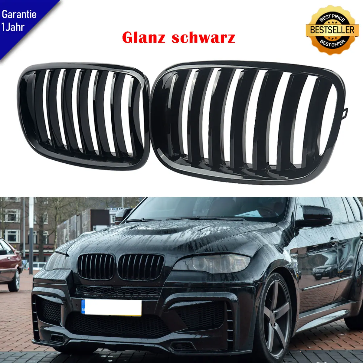 

MAGITKIC Pair of cowl Front Kidney Grille for BMW X5 X6 E70 E71 2007 2008 2009 2010 2011 2012 2013 car accessories Gloss Black