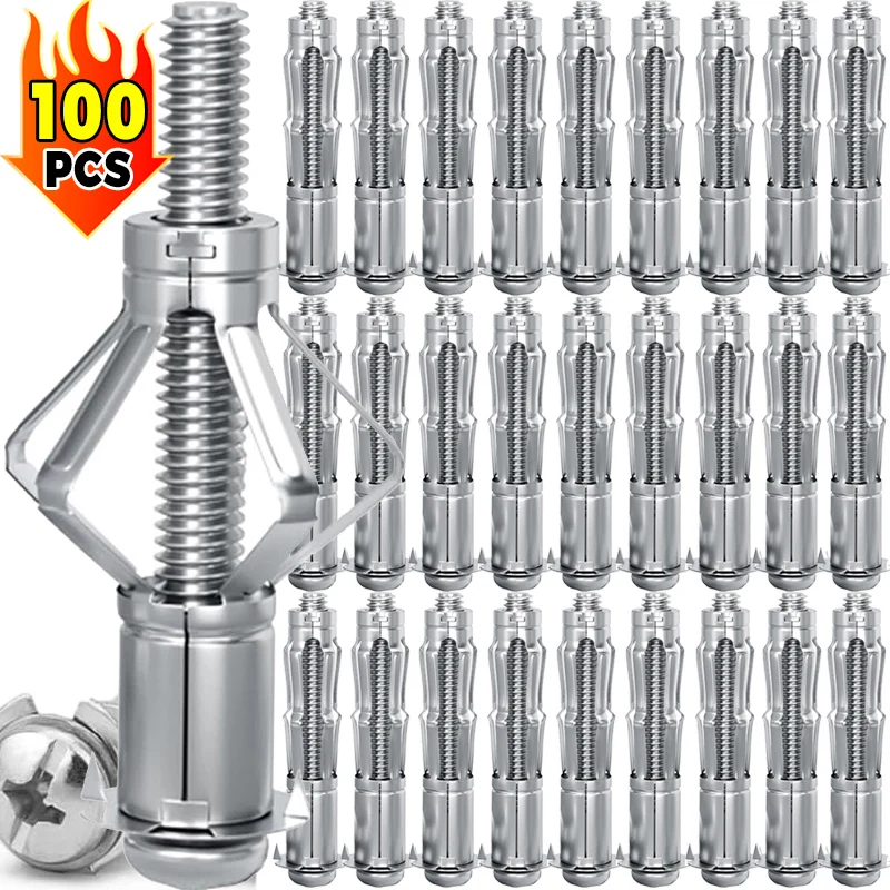 10/100 قطعة M4 الثقيلة مولي بولت الكربون الصلب التوسع المراسي المجوفة جدار السحابات لتثبيت تركيب الجصي الجافة #1