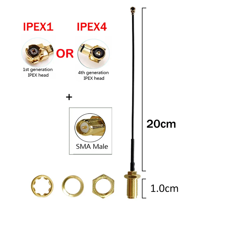 EOTH 2.4g antenna 3dbi sma male female wlan wifi 2.4ghz antene IPX ipex 1 4 mhf4 pigtail Extension Cable router antena