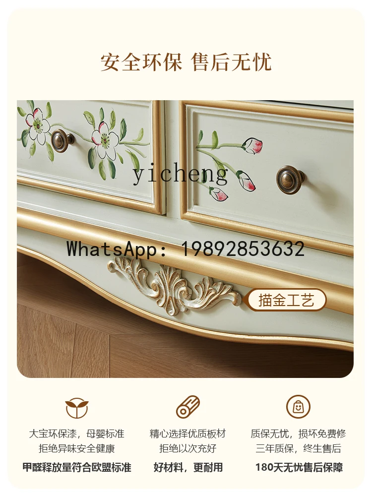 X 4 solid wood nine-chest cabinet living room rural retro chest bedroom long storage painted storage cabinet