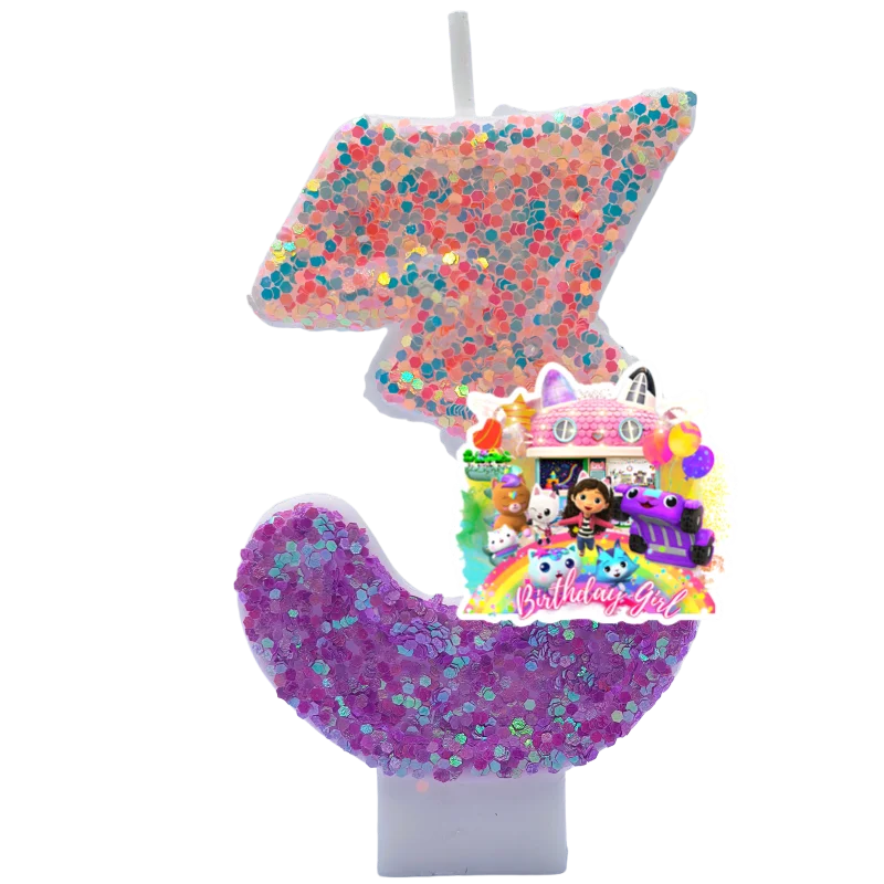 Niedliche Gabbys Dollhouse Nummer 0-9 Anime 3D-Kerze Kindergeburtstag Party Geburtstagstortenkerzen Baby-Shower-Party Geschenke – Detail 3