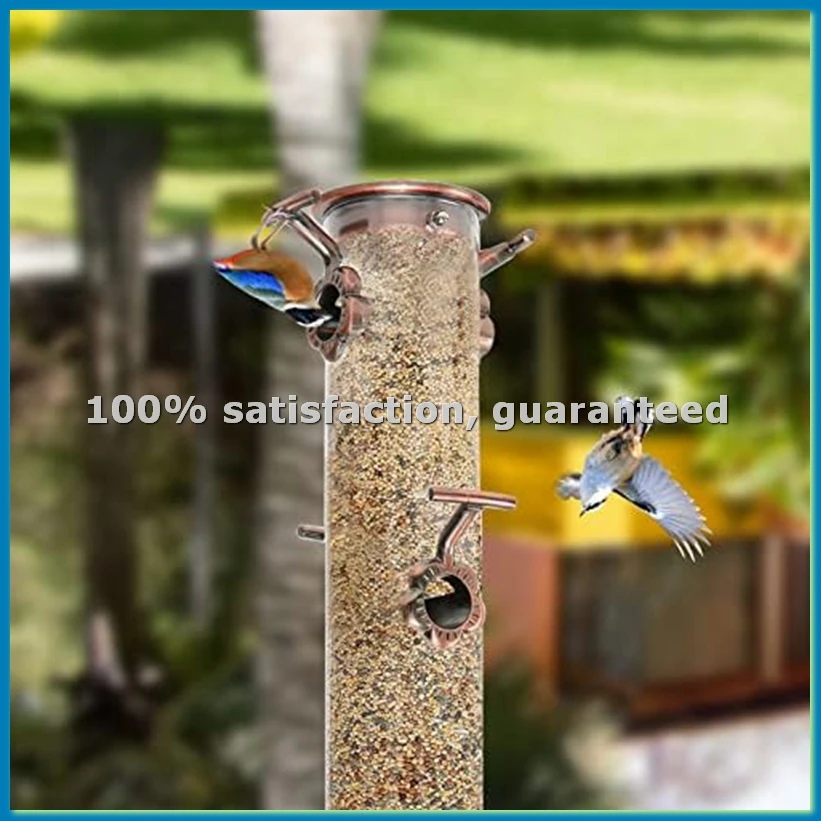 

Уличная кормушка для птиц, кормушка с 4 отверстиями для кормления, подвесная кормушка для диких птиц из нержавеющей стали - AT35
