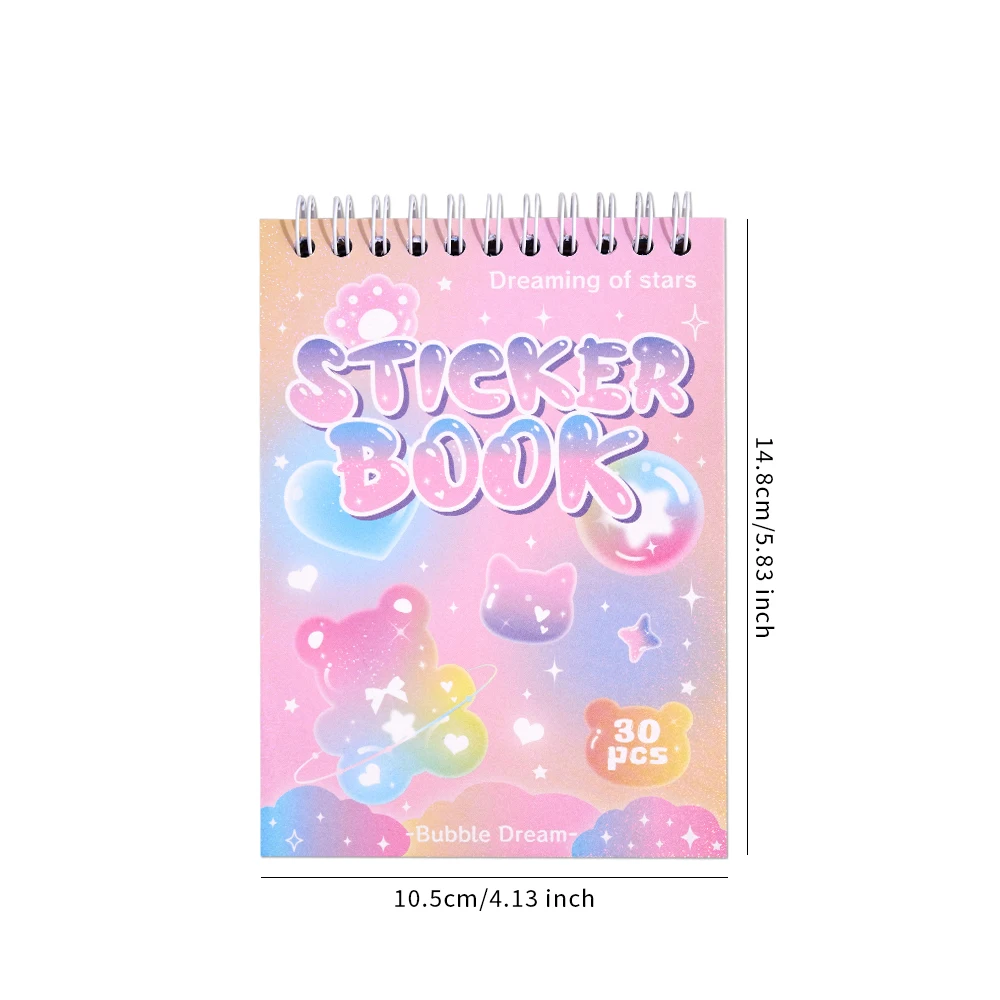 30 sheets Cute Cartoon Laser Colorful Flashing Film Paper Scrapbooking Stickers Book Decorative Material Aesthetic Stickers