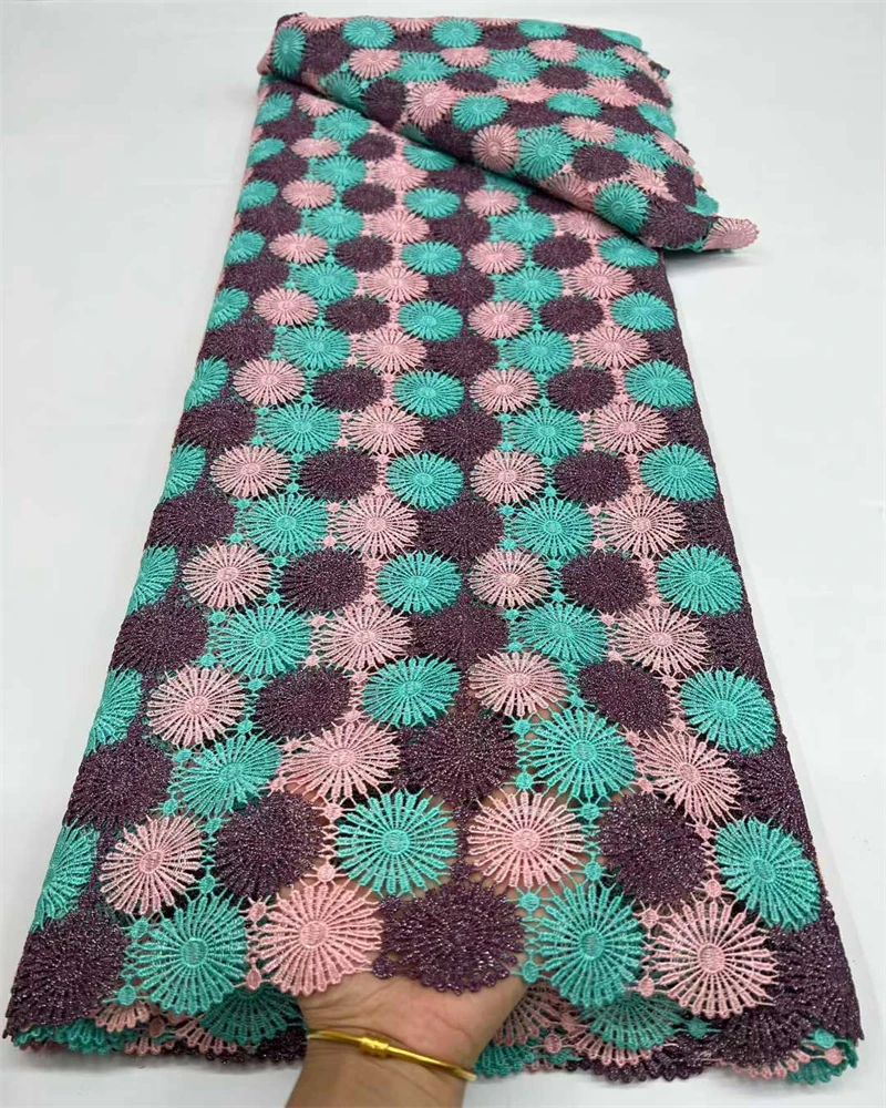 

Nigerian Guipure Cord Lace Fabric African Embroidery High Quality for Elegant Women Party Sewing Asoebi
