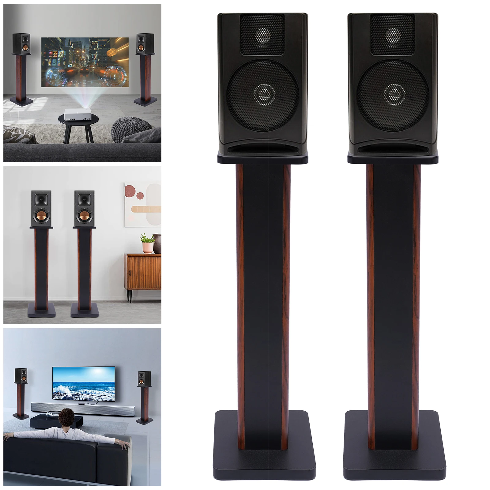 Bookshelf Speaker Stands (Pair) with Cable Management and Base Plates for Surround Sound System Home Theater 33 Lbs Weight