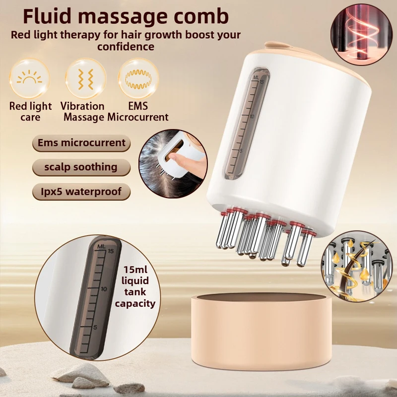 

Новый EMS электрический аппликатор для кожи головы, массажный красный свет, генерация волос, вибрационная жидкость, расческа, устройство для доставки минотара