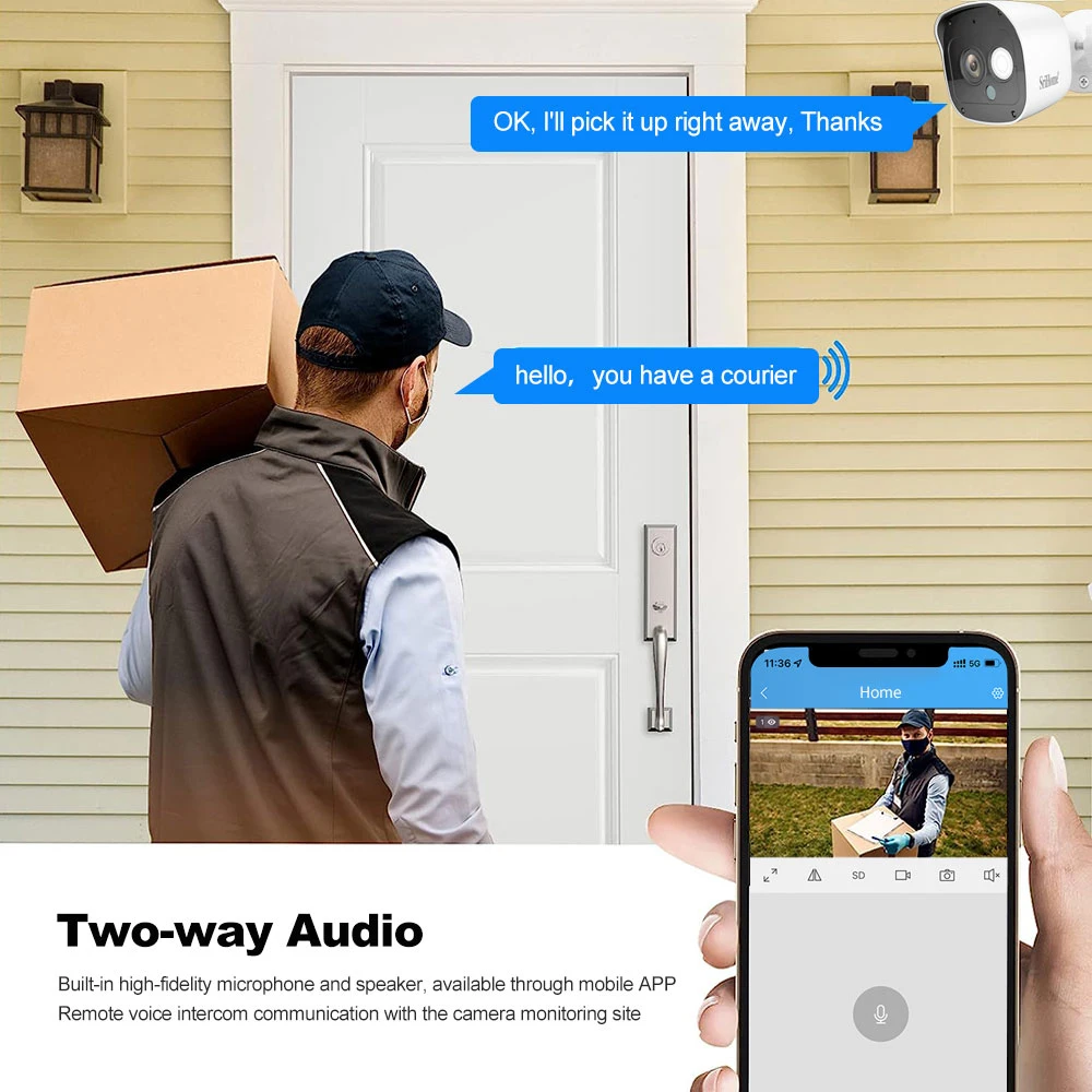 SriHome-minicámara de vigilancia SH029 FHD de 3MP, videocámara inalámbrica de seguridad, con wifi, impermeable, para el hogar