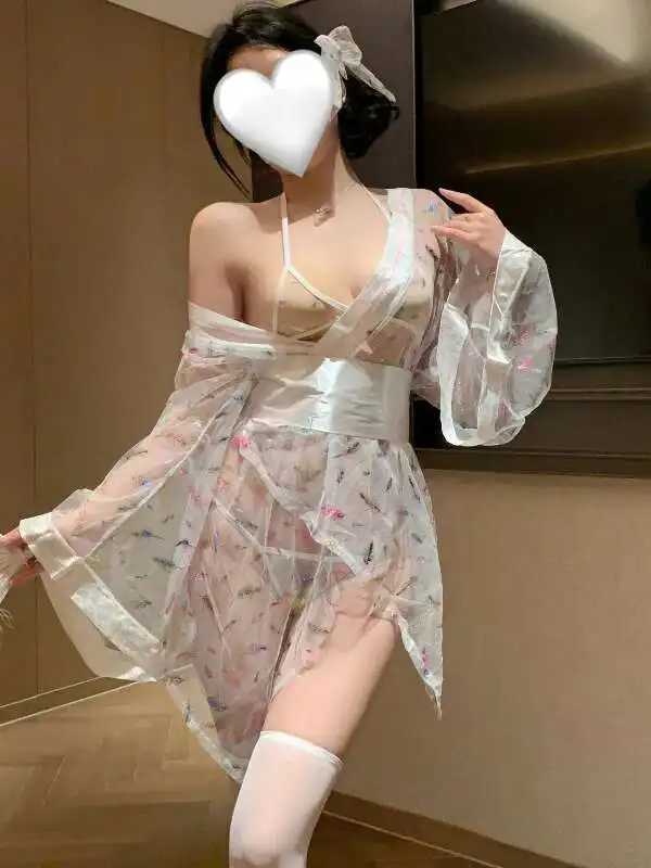新作ビキニ3点セット 着物風 シャイニー 長袖 セクシー 着物風 ユニフォーム ドレス エレガント メッシュ レース シアー スイート レディース ドレス COS1