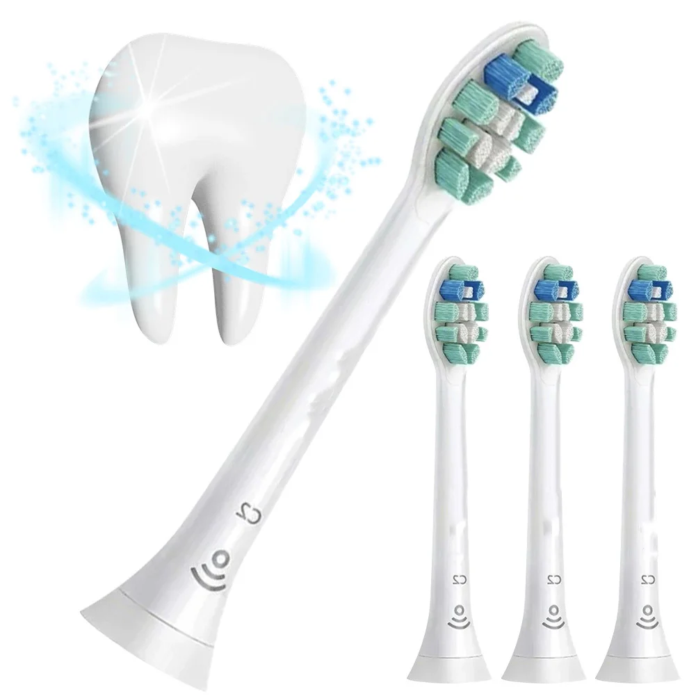 4Pcs 4 Brush Heads Plaque Defence Replacement Toothbrush Heads Electric Toothbrush Head for Philips Sonicare C2 Optimal