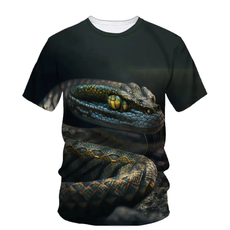 3D Print Scary Snake T Shirt Men Python Animal Graphic Tees Summer Street Women O-Neck Tops Loose Fashion Harajuku T-Shirts