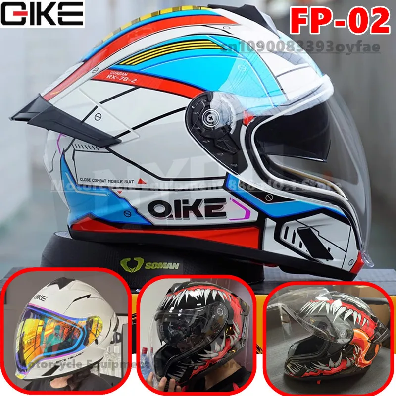 

QIKE FP02 Motorcycle Ghost Face Helmet Men's Women's Riding Moto Big View Full Helmet Big Head Circumstance Cruising Helmet