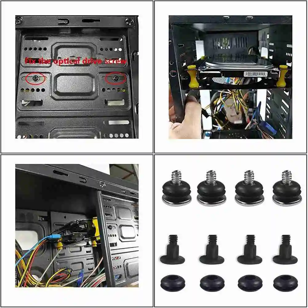 คอมพิวเตอร์สำหรับสกรูกันกระแทก + ปะเก็นยางดูดซับแรงกระแทกสำหรับฮาร์ดดิสก์ขนาด 3.5 นิ้ว ฮาร์ดดิสก์ ดับเบิ้ลยูร์สกรูและแหวนยาง