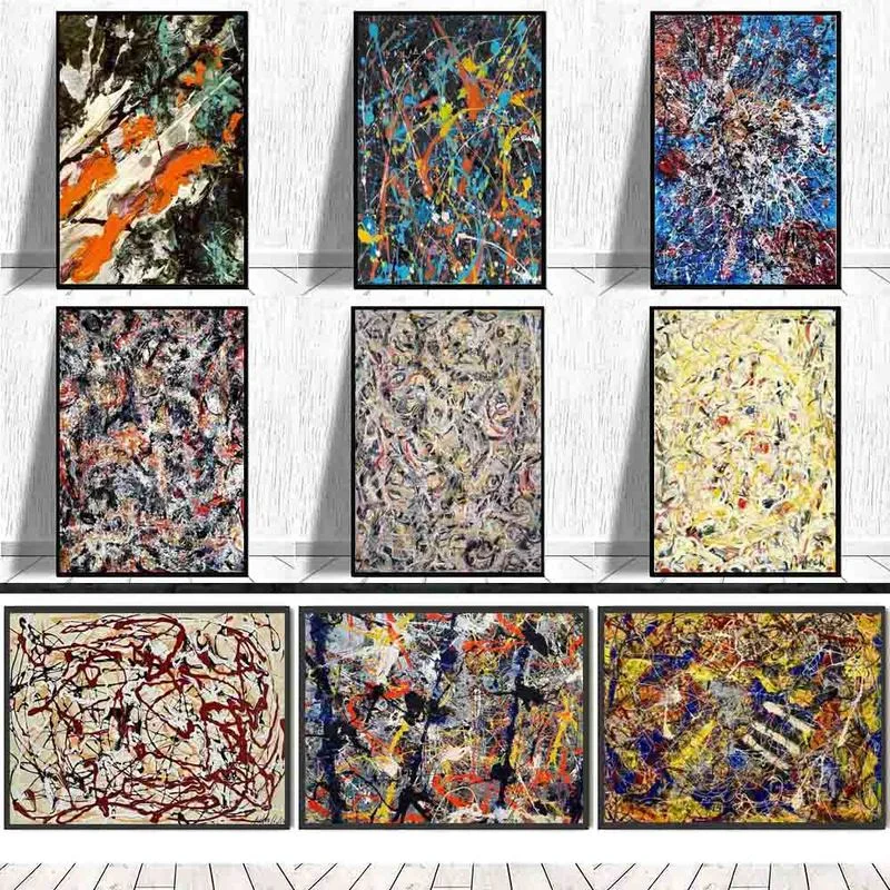 Nordic Abstract Graffiti Line Art Canvas Painting Fashion Jackson Pollock Posters and Prints Wall Pictures for Living Room Decor