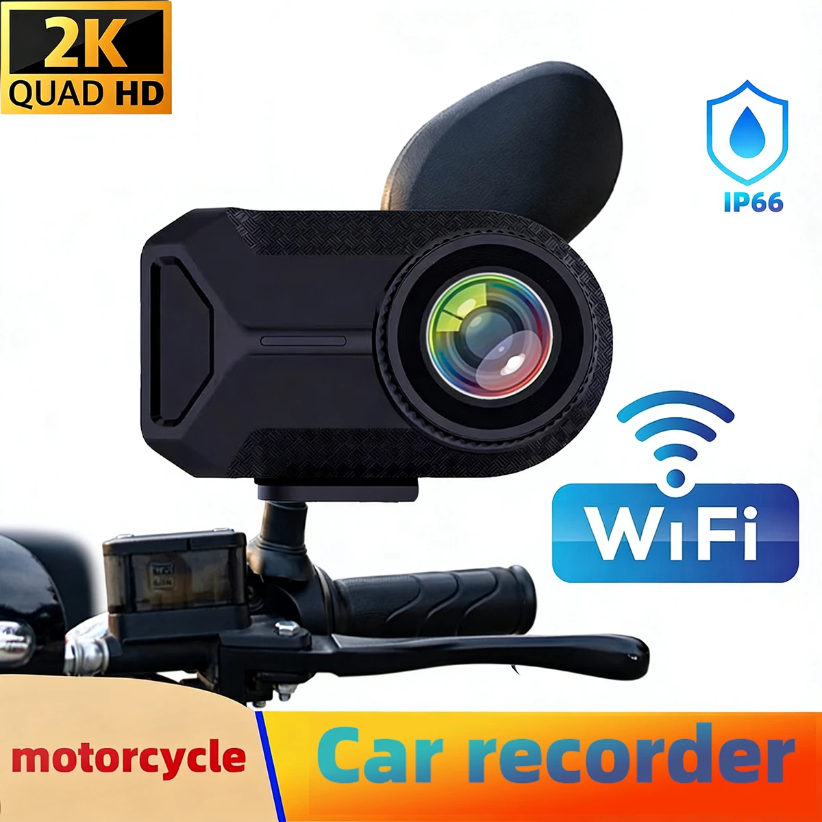 

Motorcycle Dashcam Electric Scooter Motor Bike Recorder 2K HD Portable Camera TypeC DVR Anti-Shake IP66 Waterproof WIFI APP View