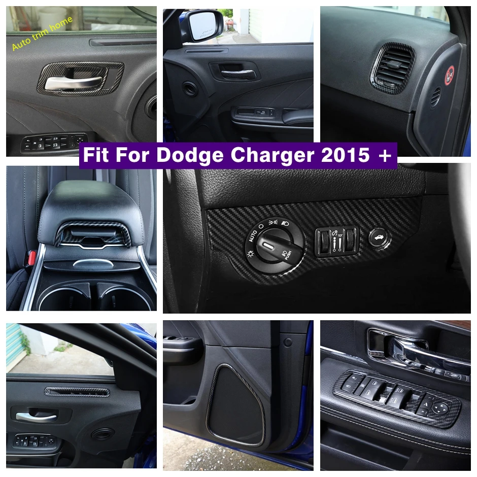 

Door Handle Bowl / Air AC Vent Frame / Head Light Lamp / Armrest Box Panel Cover Trim For Dodge Charger 2015 - 2021 Accessories