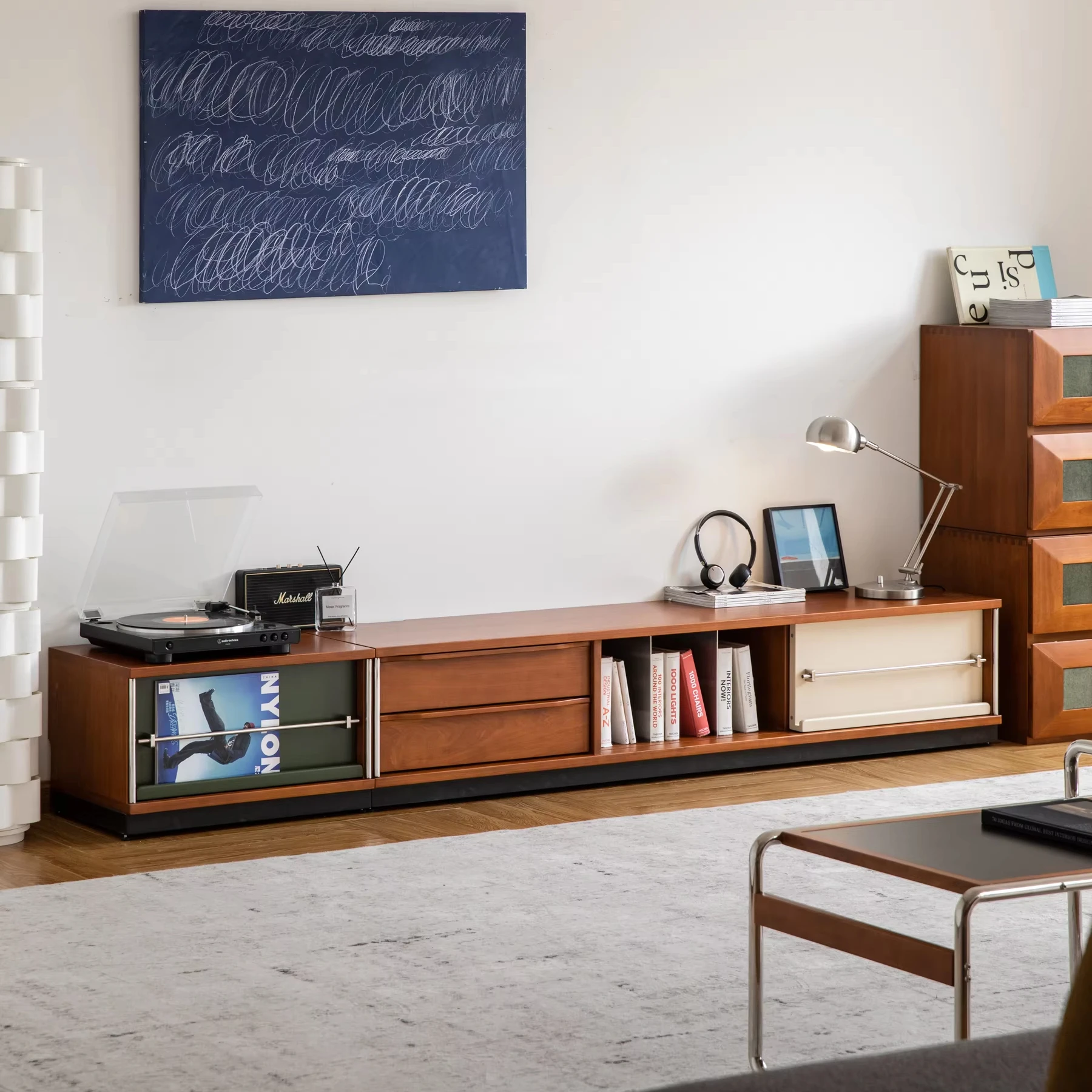 MUU Solid Wood Modern Retro Modular TV Stand with Storage for Bedroom and Living Room-Customizable Color