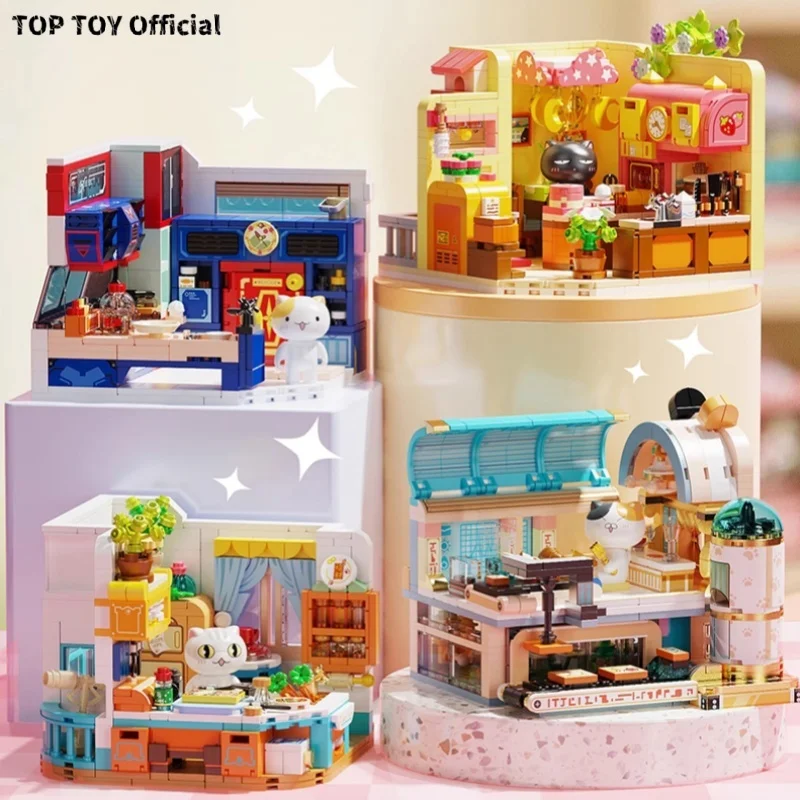 

Kitchen Building Blocks of Melon Seeds Small Grains Steamed Rolls Dumpling Kitchen Street View Children Assembled Toy Model Gift