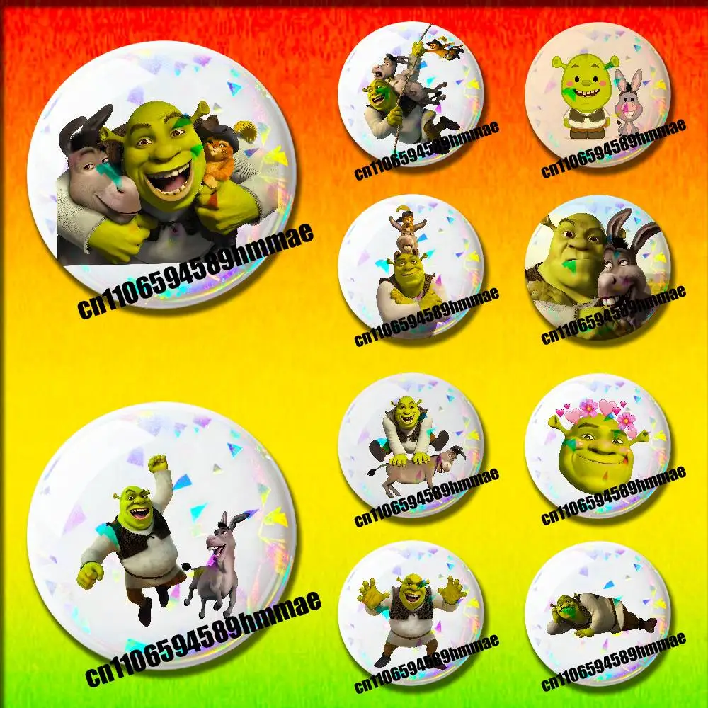 

For Ogre S-Shrek Emblem Round Pins Insignia Badge Cover Ornament 75mm Cosplay Brooch Button