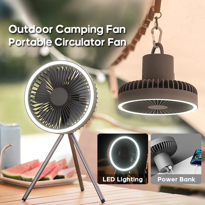 

10000mAh 4000mAh Camping Fan Rechargeable Desktop Portable Circulator Wireless Ceiling Electric Fan with Power Bank LED Lighting