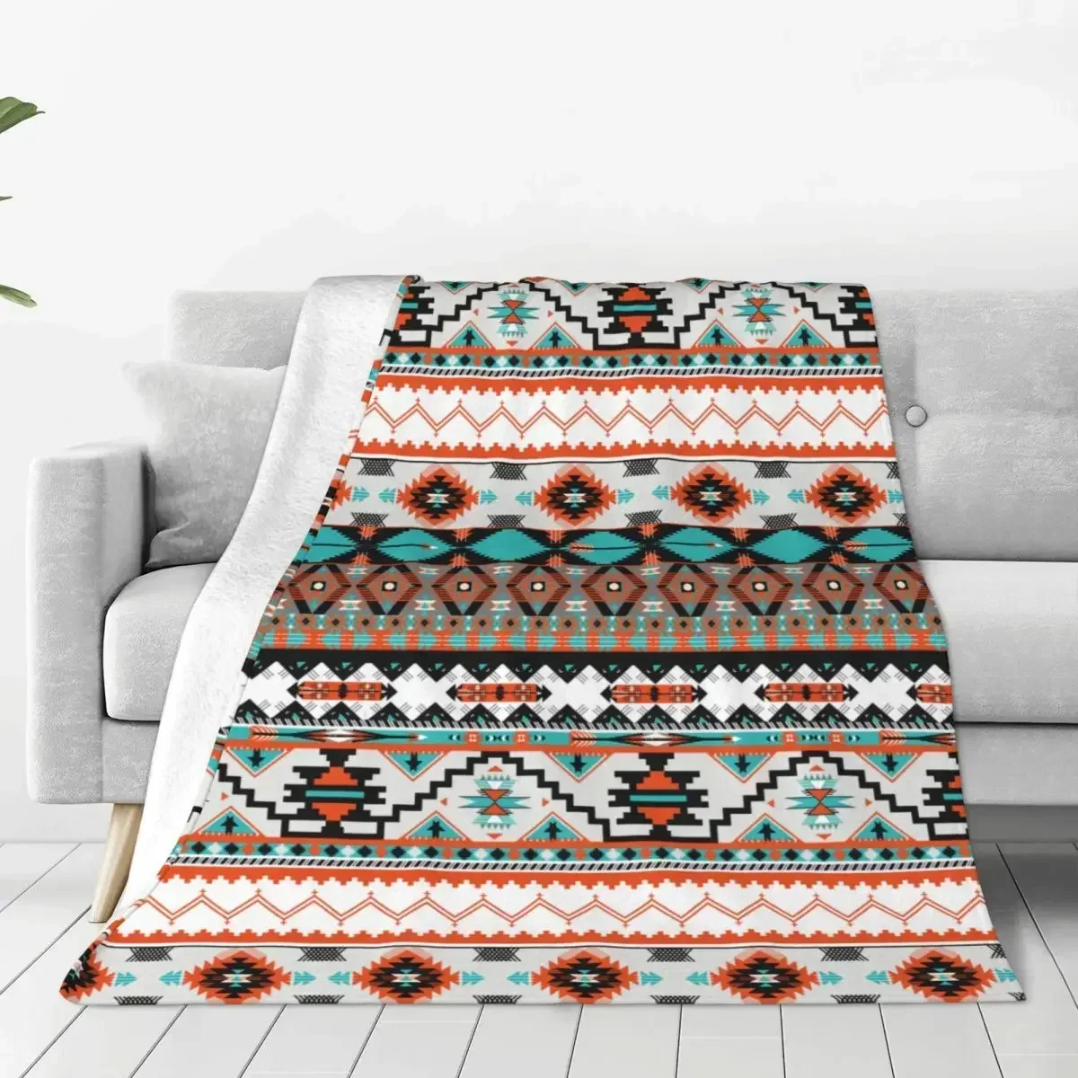 Ancient Colorful Aztec Tribal Indiana Merchandise Blanket Flannel Print Bedding African Southwest Throw Blanket Relax Super Soft