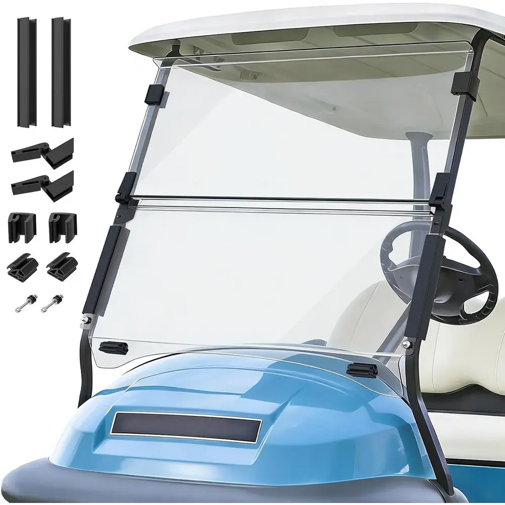 

Gol Cart Windshield or Club Car Prect,Tempo,Onward 2004-up Gas/Electric Gol Carts, oldable PC UV Resistant Club Car Windshield（T